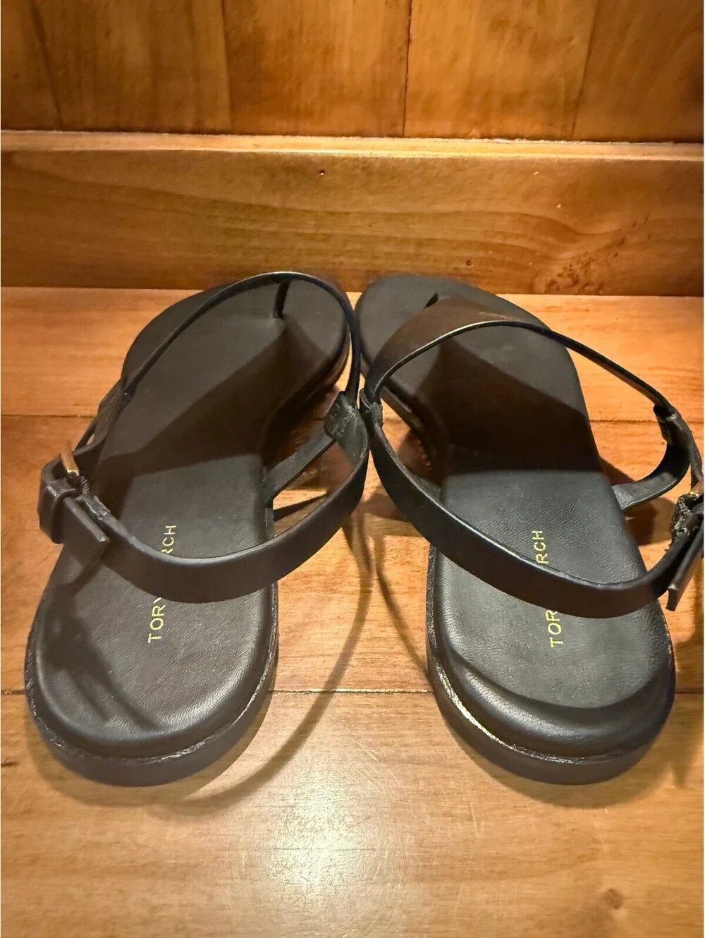 New Tory Burch Capri Perforated Logo Leather Slingback Sandals Women's Size 9